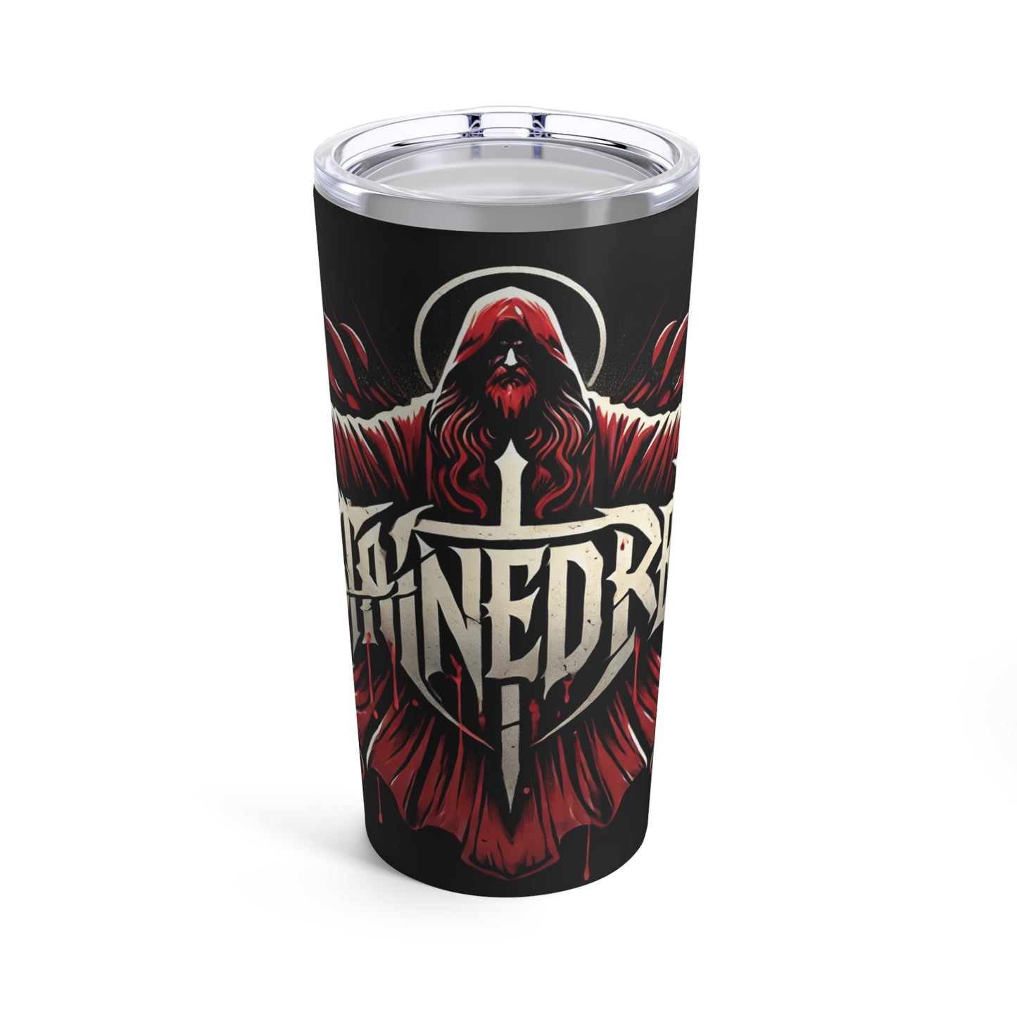 Stained Red Christian Metal Band Tumbler 20oz