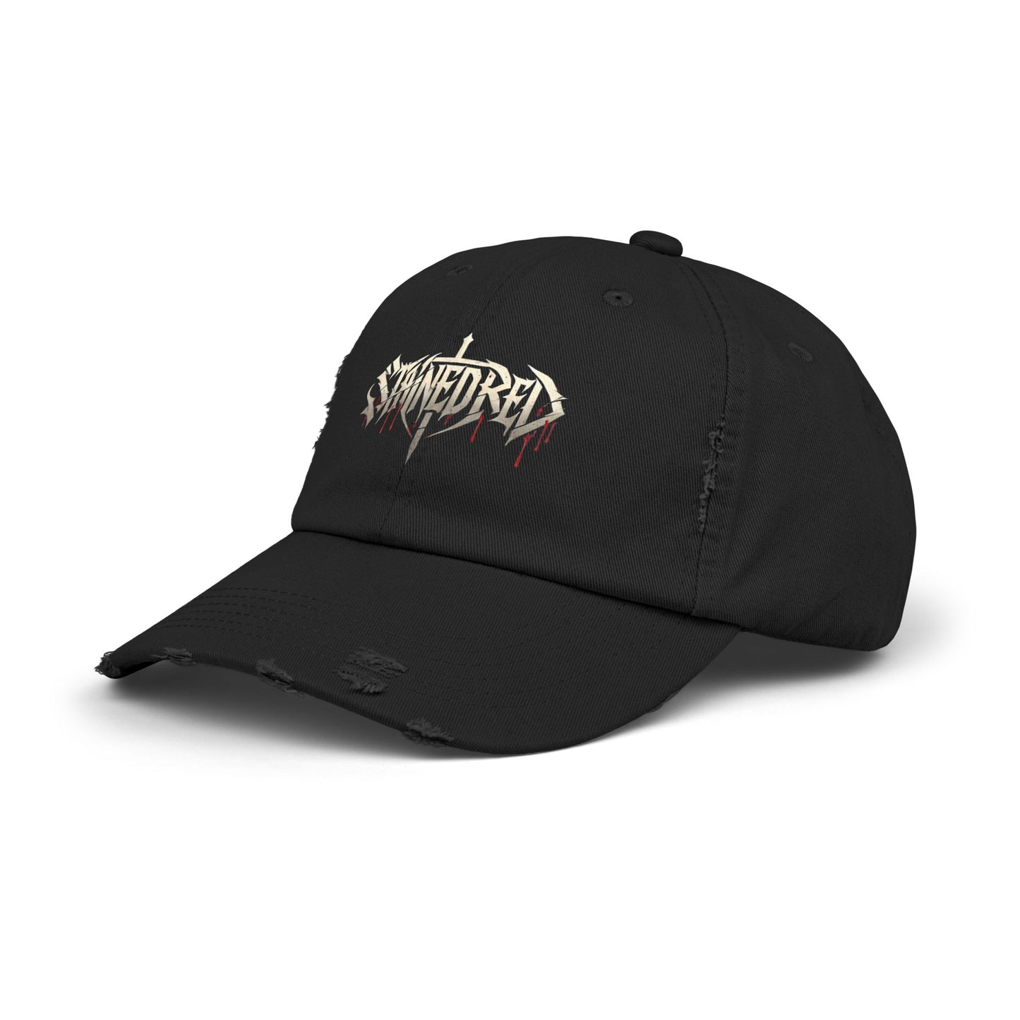 Stained Red Christian Metal Band Distressed Cap