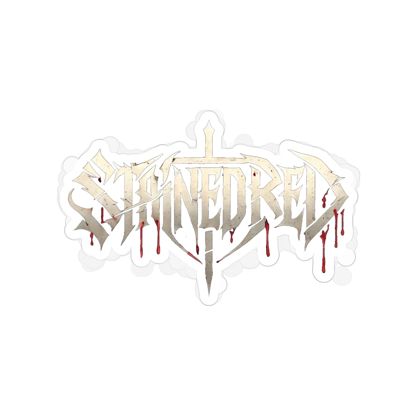 Stained Red Christian Metal Band Transparent Outdoor Stickers, Die-Cut, 1pc