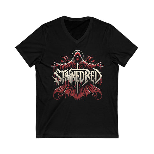 Stained Red Christian Metal Band Short Sleeve V-Neck Tee