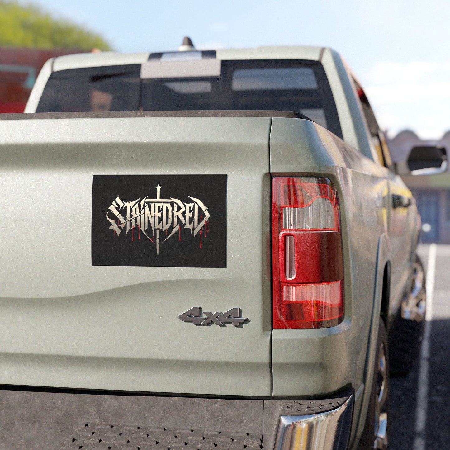 Stained Red Christian Metal Band Car Magnets