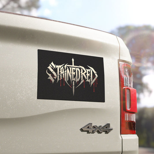 Stained Red Christian Metal Band Car Magnets